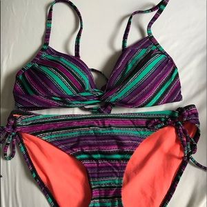 Athleta Black Stripe Santa Cruz Bikini